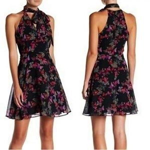 Betsey Johnson cocktail dress black pink butterflies